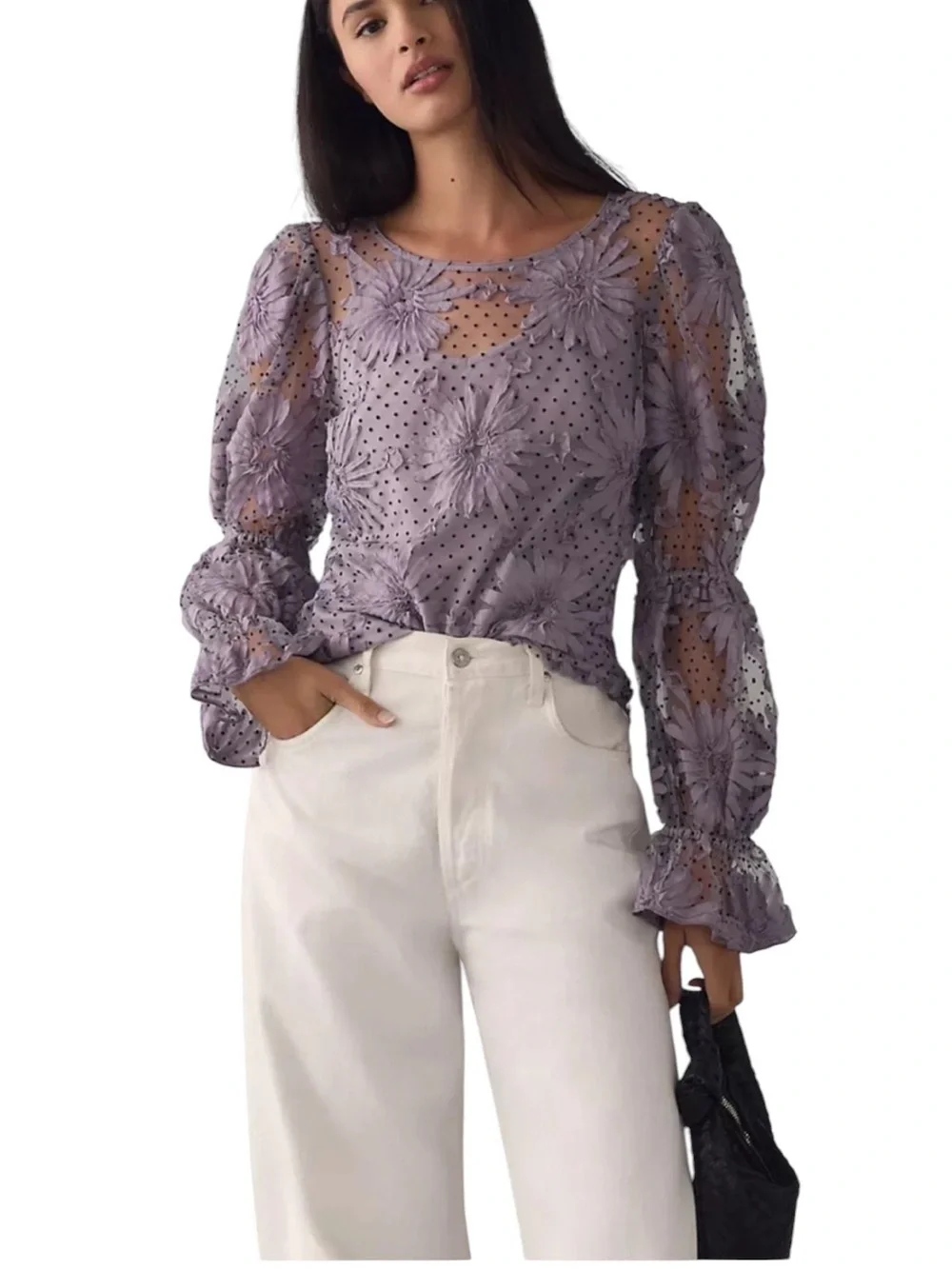 Anthropologie Eva Franco Lace Floral Blouse